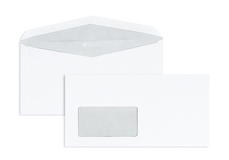 enveloppe de mise sous pli blanc 110 x 220 mm (dl) | 80 g/m² offset | avec fenêtre | fermeture gommée | rabat pointu | 1000 pièces