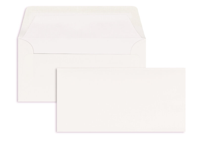 enveloppes blanc 110 x 220 mm (dl) | 100 g/m² côtelé (paperado) | sans fenêtre | fermeture gommée | rabat droit | 100 pièces