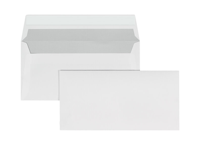 enveloppes blanc 110 x 220 mm (dl) | 110 g/m² colambo mat | sans fenêtre | fermeture adhésive | rabat droit | 100 pièces