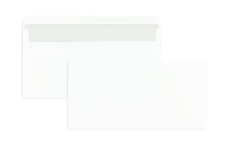 enveloppes blanc 110 x 220 mm (dl) | 75 g/m² offset | sans fenêtre | fermeture autocollante | rabat droit | 1000 pièces