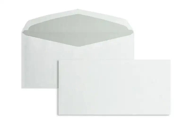 enveloppes blanc 110 x 220 mm (dl) | 75 g/m² offset | sans fenêtre | fermeture gommée | rabat pointu | 1000 pièces
