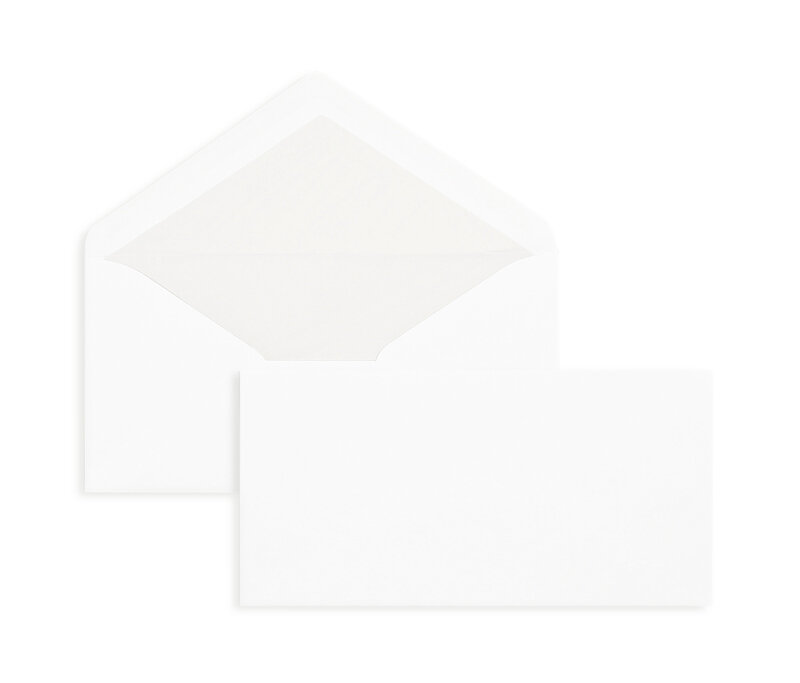 enveloppes blanc 110 x 220 mm (dl) | 80 g/m² offset | sans fenêtre | fermeture gommée | rabat pointu | 500 pièces