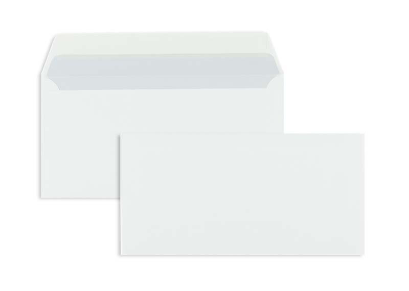 enveloppes blanc 110 x 220 mm (dl) | 90 g/m² offset | sans fenêtre | fermeture adhésive | rabat droit | 500 pièces