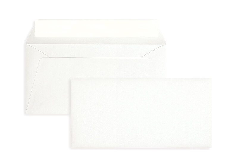 enveloppes blanc (blanc extra brillant) 110 x 220 mm (dl) | 120 g/m² brillant | sans fenêtre | fermeture adhésive | rabat droit | 100 pièces