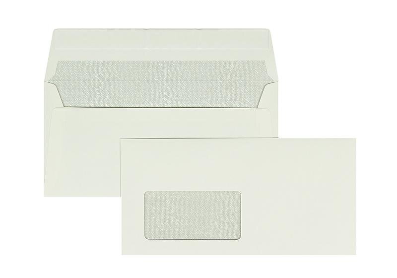 enveloppes blanc (blanc naturel) 110 x 220 mm (dl) | 115 g/m² lisse | avec fenêtre | fermeture adhésive | rabat droit | 500 pièces