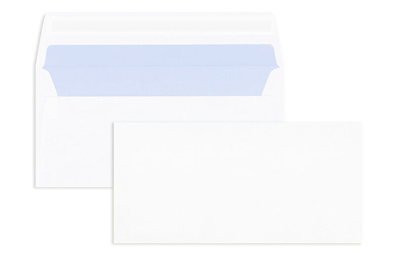 enveloppes blanc (blanc naturel) 110 x 220 mm (dl) | 90 g/qm mat | sans fenêtre | fermeture adhésive | rabat droit | 500 pièces