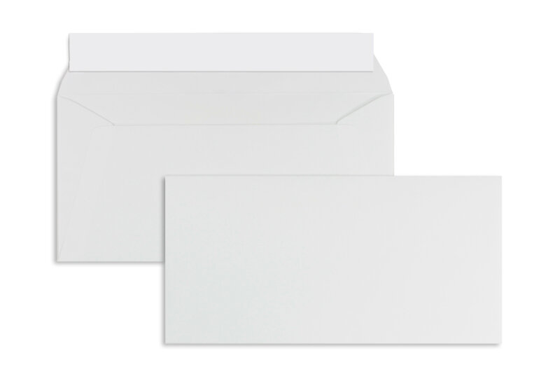 enveloppes blanc (blanc naturel biotope) 110 x 220 mm (dl) | 120 g/m² offset | sans fenêtre | fermeture adhésive | rabat droit | 100 pièces