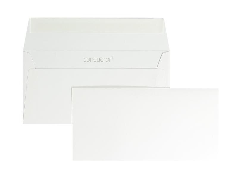 enveloppes blanc (blanc très brillant) 110 x 220 mm (dl) | 120 g/m² conqueror smooth cx22 | sans fenêtre | fermeture adhésive | rabat droit | 500 pièces