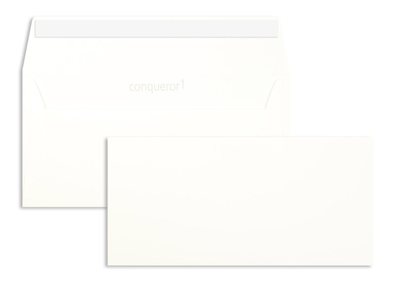 enveloppes blanc (blanc très brillant) 110 x 220 mm (dl) | 120 g/m² conqueror smooth/lisse | sans fenêtre | fermeture adhésive | rabat droit | 500 pièces