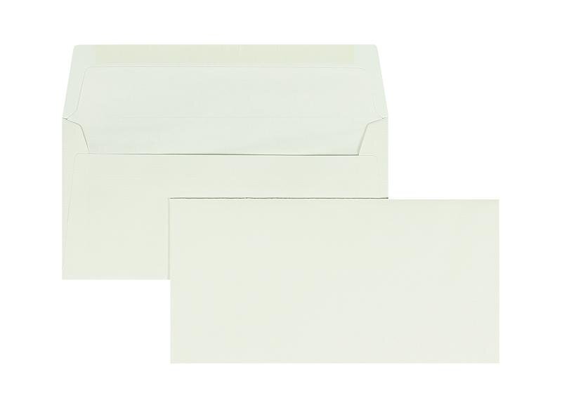 enveloppes blanc (blanc très brillant) 110 x 220 mm (dl) | 120 g/m² conqueror texture | sans fenêtre | fermeture gommée | rabat droit | 100 pièces
