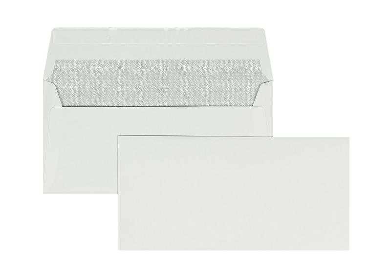 enveloppes blanc (extra blanc) 110 x 220 mm (dl) | 115 g/m² lisse | sans fenêtre | fermeture adhésive | rabat droit | 500 pièces