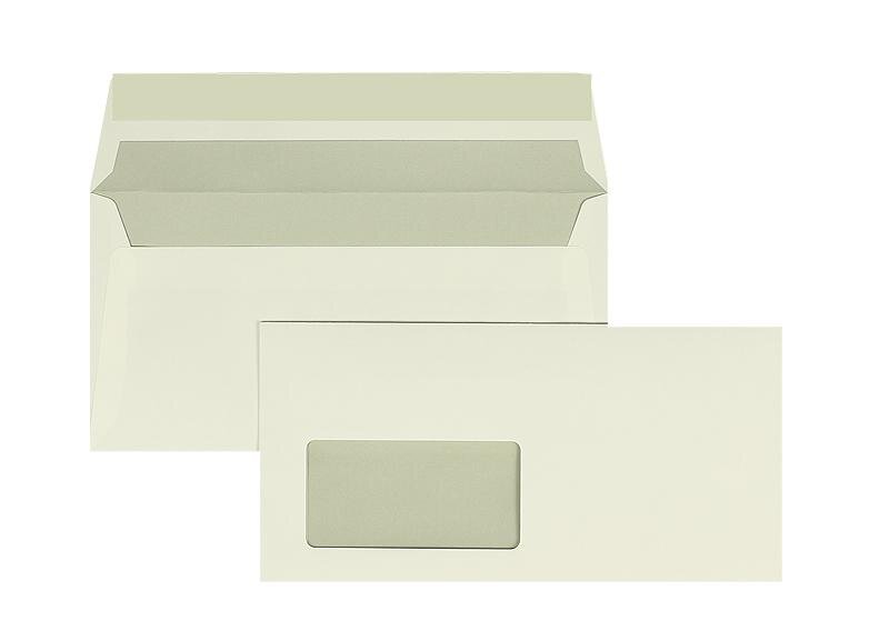 enveloppes blanc (glacier) 110 x 220 mm (dl) | 100 g/m² colambo lisse | avec fenêtre | fermeture adhésive | rabat droit | 100 pièces