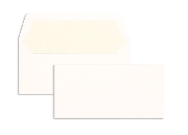 enveloppes blanc (glacier) 110 x 220 mm (dl) | 100 g/m² colambo lisse | sans fenêtre | fermeture gommée | rabat droit | 100 pièces