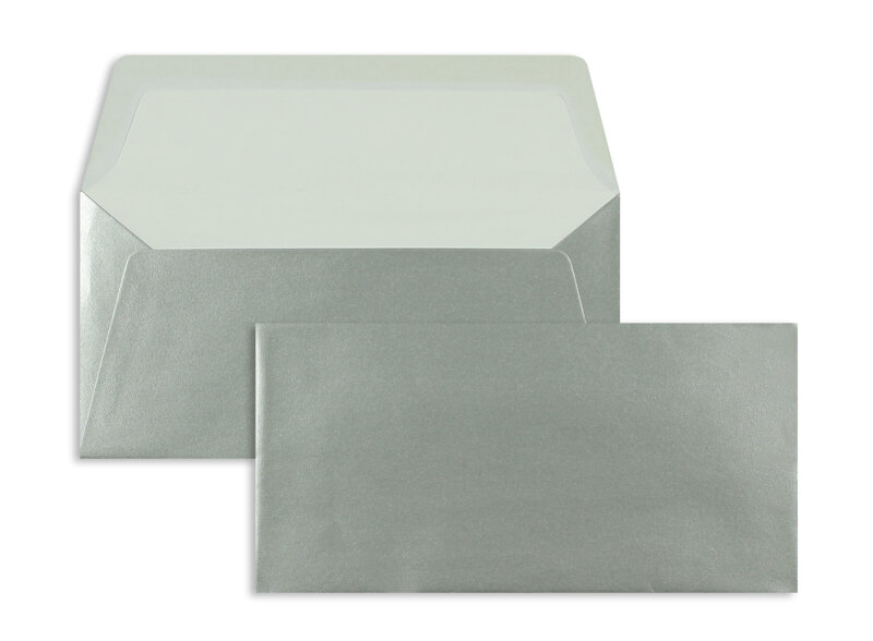 enveloppes colorées argent 110 x 220 mm (dl) | 100 g/m² offset | sans fenêtre | fermeture gommée | rabat droit | 500 pièces