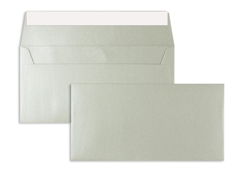 enveloppes colorées argent 110 x 220 mm (dl) | 130 g/m² papier cartonné | sans fenêtre | fermeture adhésive | rabat droit | 100 pièces