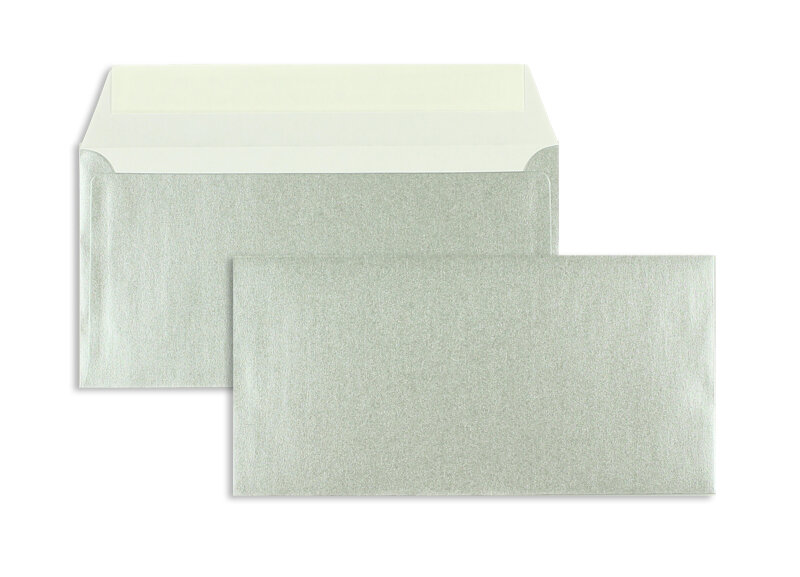 enveloppes colorées argent 110 x 220 mm (dl) | 90 g/m² offset | sans fenêtre | fermeture adhésive | rabat droit | 100 pièces
