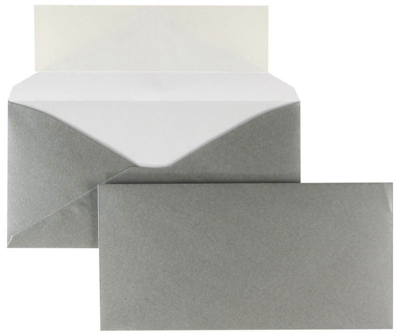 enveloppes colorées argent 110 x 220 mm (dl) | 90 g/qm offset | sans fenêtre | fermeture adhésive | rabat pointu | 100 pièces