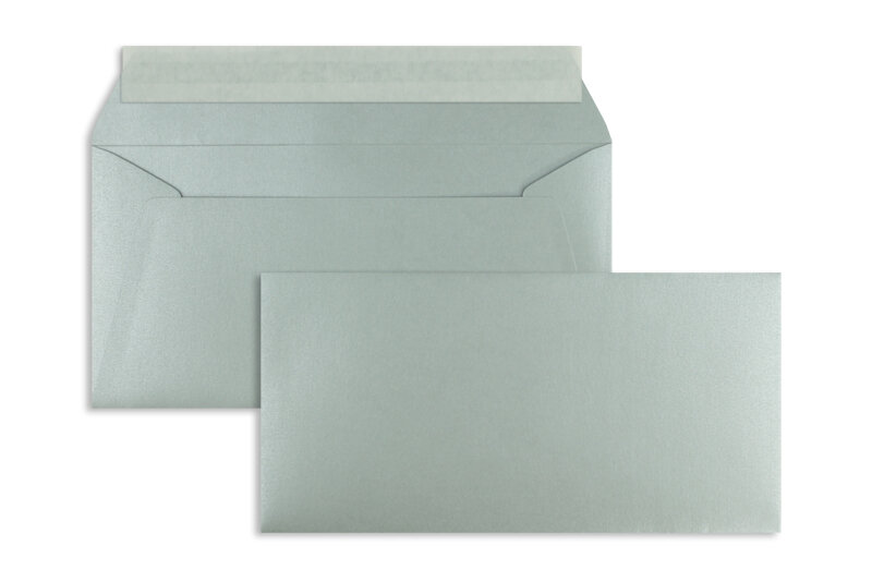 enveloppes colorées argent (argent glamoureux) 110 x 220 mm (dl) | 120 g/m² brillant | sans fenêtre | fermeture adhésive | rabat droit | 100 pièces