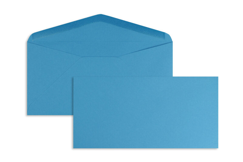 enveloppes colorées bleu (bleu azur) 110 x 220 mm (dl) | 120 g/m² offset | sans fenêtre | fermeture gommée | rabat pointu | 100 pièces