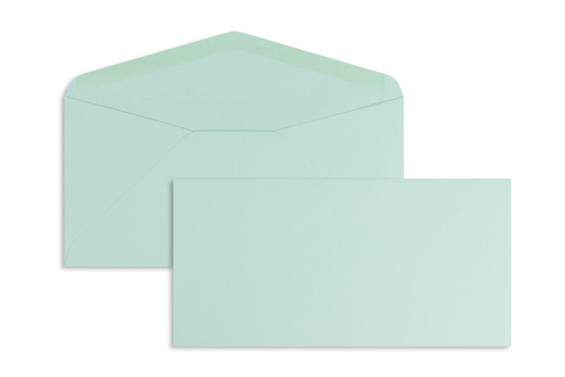 enveloppes colorées bleu (bleu ciel) 110 x 220 mm (dl) | 120 g/m² offset | sans fenêtre | fermeture gommée | rabat pointu | 100 pièces