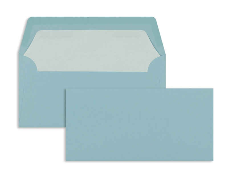 enveloppes colorées bleu (bleu délavé) 110 x 220 mm (dl) | 100 g/m² côtelé (paperado) | sans fenêtre | fermeture gommée | rabat droit | 100 pièces