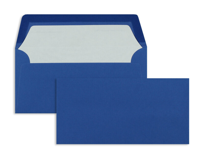 enveloppes colorées bleu (bleu dur) 110 x 220 mm (dl) | 100 g/m² côtelé (paperado) | sans fenêtre | fermeture gommée | rabat droit | 100 pièces