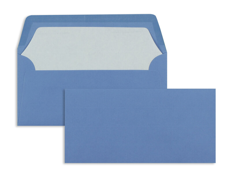 enveloppes colorées bleu (bleu foncé) 110 x 220 mm (dl) | 100 g/m² côtelé (paperado) | sans fenêtre | fermeture gommée | rabat droit | 100 pièces
