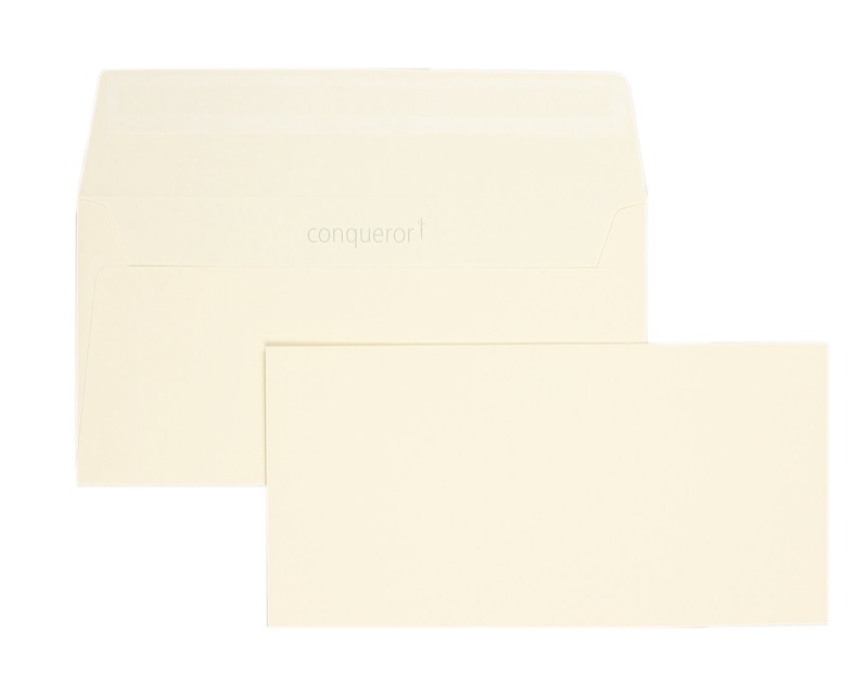 enveloppes colorées crème 110 x 220 mm (dl) | 120 g/m² conqueror texture | sans fenêtre | fermeture adhésive | rabat droit | 500 pièces