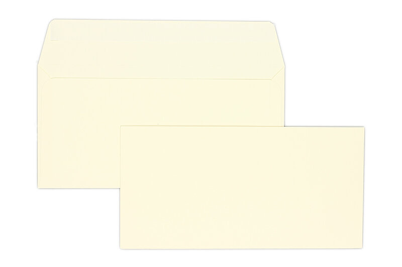 enveloppes colorées crème 110 x 220 mm (dl) | 120 g/m² lisse | sans fenêtre | fermeture adhésive | rabat droit | 500 pièces