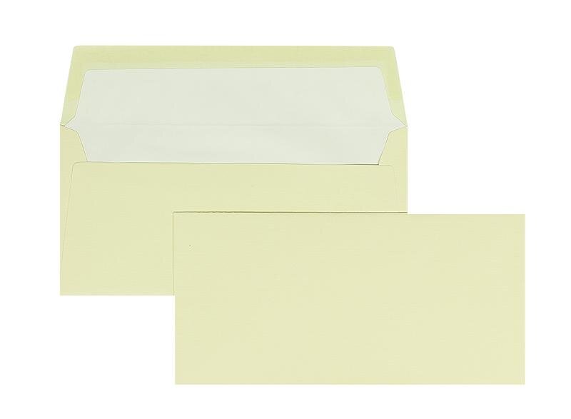 enveloppes colorées crème (chamois) 110 x 220 mm (dl) | 120 g/m² conqueror texture | sans fenêtre | fermeture gommée | rabat droit | 100 pièces