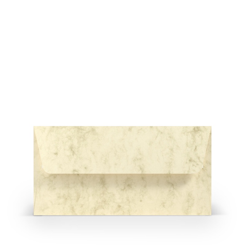 enveloppes colorées crème (chamois marbré) 110 x 220 mm (dl) | 100 g/m² offset (paperado) | sans fenêtre | fermeture adhésive | rabat droit | 100 pièces