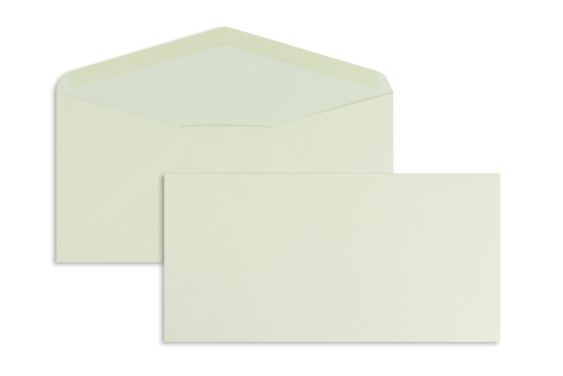 enveloppes colorées crème (coquille d'oeuf blanc) 110 x 220 mm (dl) | 120 g/m² offset | sans fenêtre | fermeture gommée | rabat pointu | 100 pièces