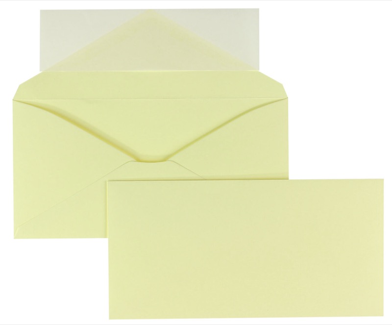 enveloppes colorées crème (crème jaunâtre) 110 x 220 mm (dl) | 130 g/qm colorista | sans fenêtre | fermeture adhésive | rabat pointu | 100 pièces