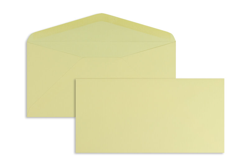 enveloppes colorées crème (grain) 110 x 220 mm (dl) | 120 g/m² offset | sans fenêtre | fermeture gommée | rabat pointu | 100 pièces