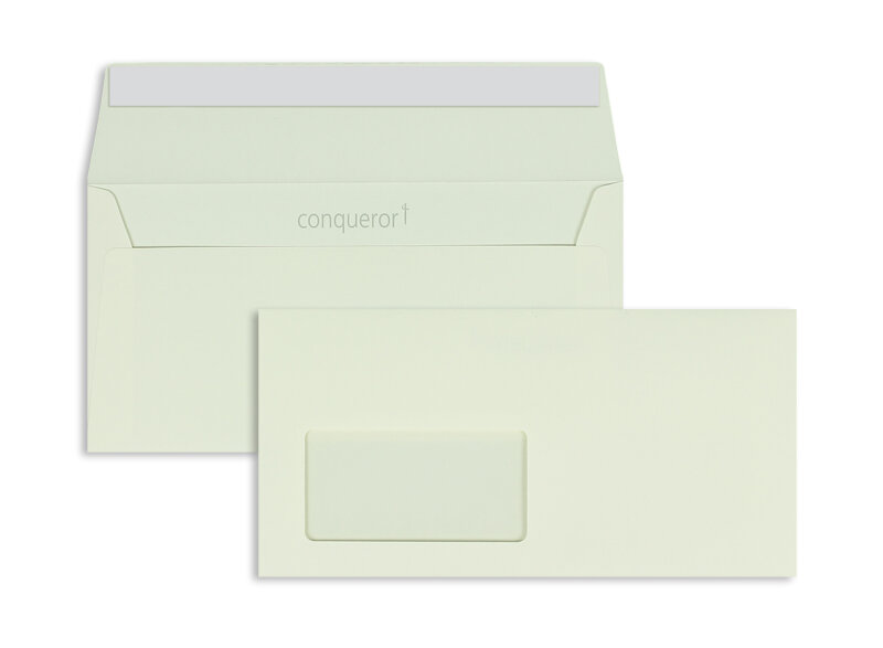 enveloppes colorées crème (nacré) 110 x 220 mm (dl) | 120 g/m² conqueror smooth cx22 | avec fenêtre | fermeture adhésive | rabat droit | 500 pièces