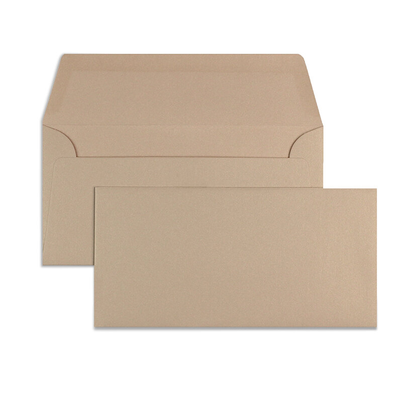 enveloppes colorées crème (nude métallicque) 110 x 220 mm (dl) | 120 g/qm fine paper | sans fenêtre | fermeture gommée | rabat droit | 100 pièces