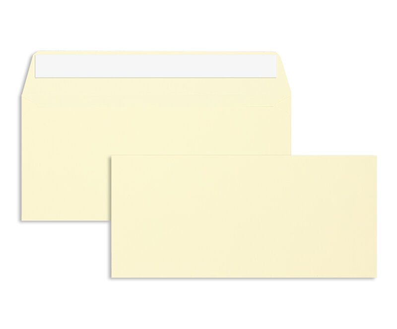 enveloppes colorées crème (sable) 110 x 220 mm (dl) | 120 g/m² offset | sans fenêtre | fermeture adhésive | rabat droit | 500 pièces