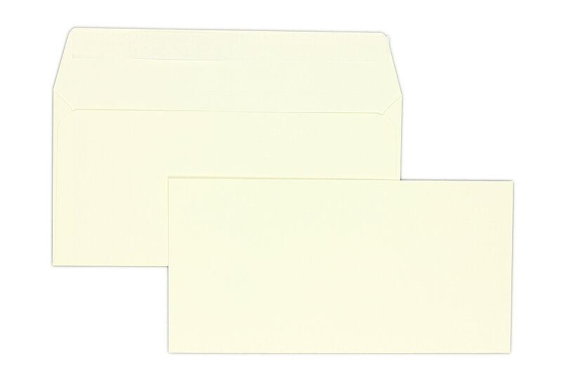 enveloppes colorées crème (vanille) 110 x 220 mm (dl) | 120 g/m² offset | sans fenêtre | fermeture adhésive | rabat droit | 500 pièces