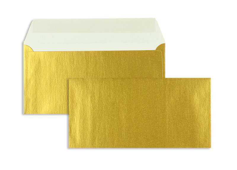 enveloppes colorées doré 110 x 220 mm (dl) | 100 g/m² offset | sans fenêtre | fermeture adhésive | rabat droit | 100 pièces