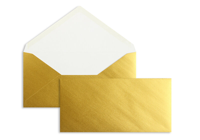 enveloppes colorées doré 110 x 220 mm (dl) | 90 g/m² offset | sans fenêtre | fermeture gommée | rabat pointu | 100 pièces