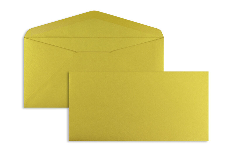 enveloppes colorées doré (or glamoureux) 110 x 220 mm (dl) | 120 g/m² offset | sans fenêtre | fermeture gommée | rabat pointu | 100 pièces