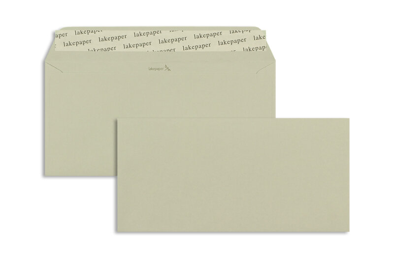 enveloppes colorées gris 110 x 220 mm (dl) | 100 g/qm the kiss (lakepaper) | sans fenêtre | fermeture adhésive | rabat droit | 100 pièces