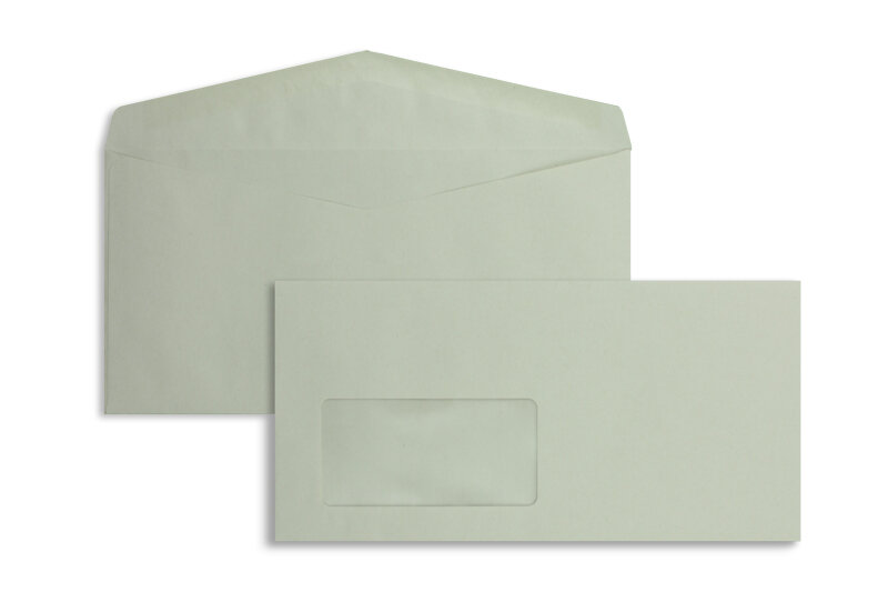 enveloppes colorées gris 110 x 220 mm (dl) | 75 g/m² recycling | avec fenêtre | fermeture gommée| 1000 pièces