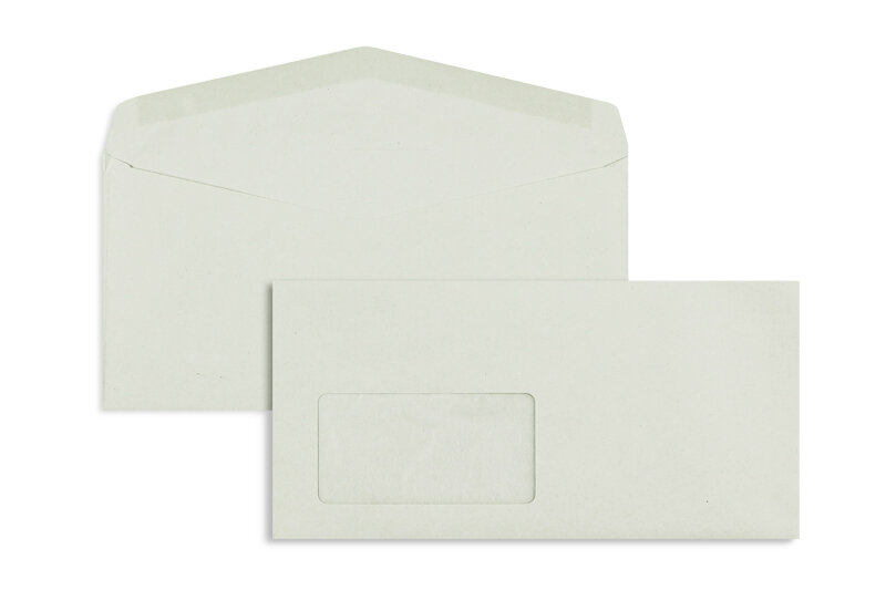 enveloppes colorées gris 110 x 220 mm (dl) | 75 g/m² recycling | avec fenêtre | fermeture gommée | rabat pointu | 1000 pièces