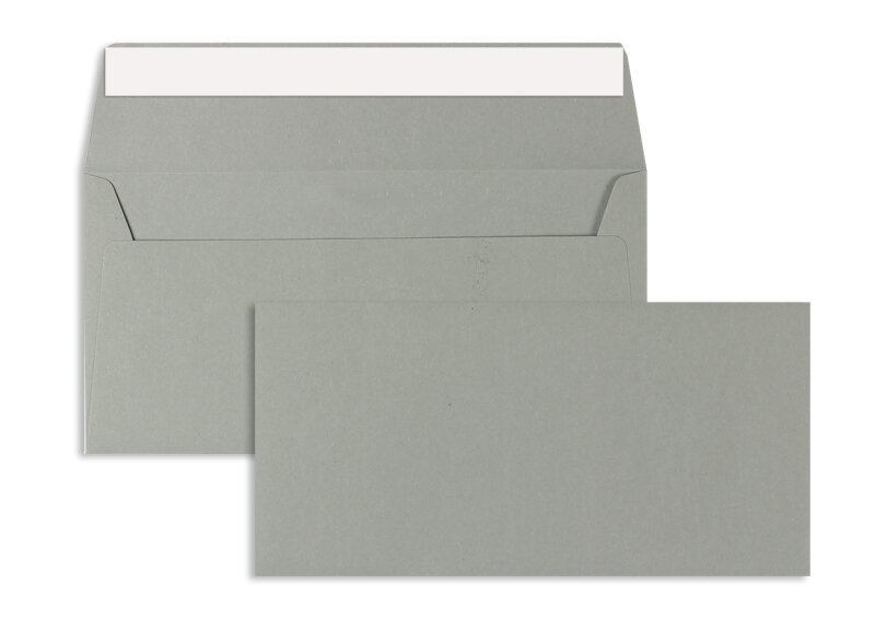 enveloppes colorées gris (couleur muraille) 110 x 220 mm (dl) | 130 g/m² papier cartonné | sans fenêtre | fermeture adhésive | rabat droit | 100 pièces