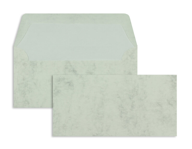enveloppes colorées gris (gris marbré) 110 x 220 mm (dl) | 100 g/m² offset (paperado) | sans fenêtre | fermeture gommée | rabat droit | 100 pièces
