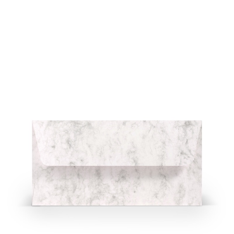 enveloppes colorées gris (gris marbré) 110 x 220 mm (dl) | 100 g/m² offset (paperado) | sans fenêtre | fermeture adhésive | rabat droit | 100 pièces