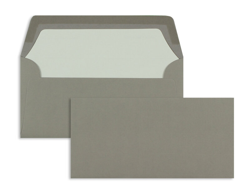 enveloppes colorées gris (gris taupe) 110 x 220 mm (dl) | 100 g/m² côtelé (paperado) | sans fenêtre | fermeture gommée | rabat droit | 100 pièces