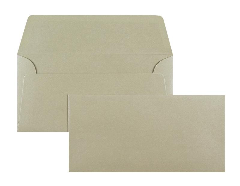 enveloppes colorées gris (gris taupe) 110 x 220 mm (dl) | 100 g/m² métallique | sans fenêtre | fermeture gommée | rabat droit | 100 pièces