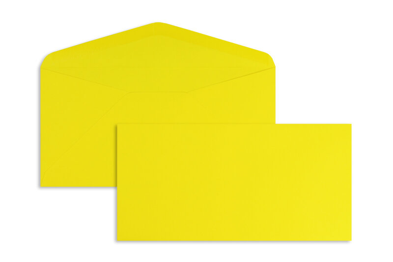 enveloppes colorées jaune (jaune bouton d'or) 110 x 220 mm (dl) | 120 g/m² offset | sans fenêtre | fermeture gommée | rabat pointu | 100 pièces